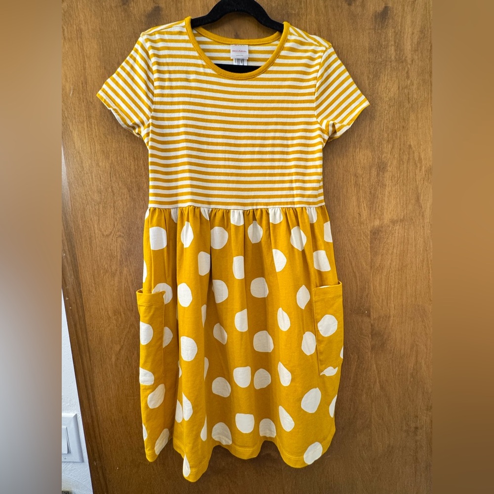 Hanna Andersson Yellow Striped and Polka Dot Dress